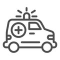 Ambulance car line icon. Emergency vehicle vector illustration isolated on white. Hospital transport outline style Royalty Free Stock Photo