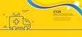 Ambulance car line icon. Medical emergency transport sign. Minimal line yellow banner. Vector