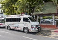 Ambulance car parked up in the Thai parliament.