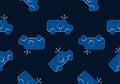 Ambulance car seamless pattern background, blue tone image