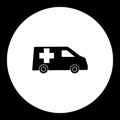 Ambulance car transport simple black icon eps10