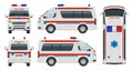 Ambulance car vector template side, front, back top view Royalty Free Stock Photo