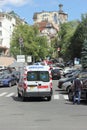 Ambulance in the city center