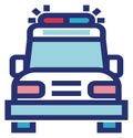 Ambulance color icon. Paramedic car front view