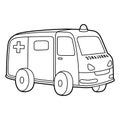 Ambulance Coloring Page Isolated for Kids
