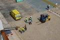 An ambulance on a cruise ship dock in Aruba waiting to take a cruise ship passenger to the hospital for a medical emergency