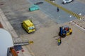 An ambulance on a cruise ship dock in Aruba waiting to take a cruise ship passenger to the hospital for a medical emergency