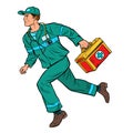 An ambulance doctor. Male medic with first aid kit Royalty Free Stock Photo