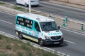 Ambulance Domingo model Mercedes Benz Sprinter along Barcelona's Ronda Litoral