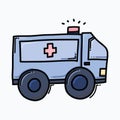 Ambulance doodle color vector icon. Drawing sketch illustration hand drawn line eps10 Royalty Free Stock Photo