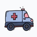 Ambulance doodle color vector icon. Drawing sketch illustration hand drawn line eps10 Royalty Free Stock Photo