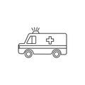 Ambulance. Doodle icon. Drawing by hand. Coloring book. Vector illustration. Royalty Free Stock Photo