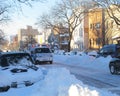 Ambulance driving on snowy street