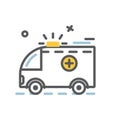 Ambulance emergency car icon flat and thin line Royalty Free Stock Photo