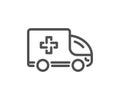 Ambulance emergency car line icon. Hospital transportation vehicle sign. Vector Royalty Free Stock Photo