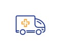 Ambulance emergency car line icon. Hospital transportation vehicle sign. Vector Royalty Free Stock Photo