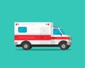 Ambulance emergency car vector illustration, flat cartoon medical vehicle auto isolated clipart Royalty Free Stock Photo