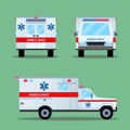 Ambulance Emergency Icon. Back, Front, Side View. Royalty Free Stock Photo