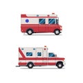 Ambulance emergency paramedic car. Vector modern creative flat design. First aid transportation. Isolate on white background.