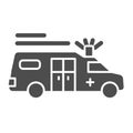 Ambulance emergency solid icon, medical concept, urgent transportation with siren sign on white background, hurrying Royalty Free Stock Photo