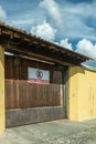 Ambulance exit sign on gate, La Antigua, Guatemala