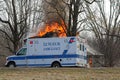 Ambulance at a Fire Department Training Fire
