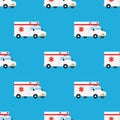 Ambulance first aid car seamless pattern