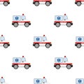 Ambulance Flat Icon Seamless Pattern