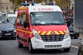 Ambulance of the French fire service rushing into scene in Paris France