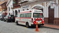 Ambulance in front of the Red Cross building