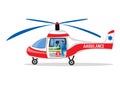 professional team of paramedics delivers a patient by helicopter to the hospital Royalty Free Stock Photo