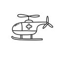 Ambulance helicopter doodle icon, vector illustration