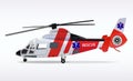 Ambulance helicopter. Medical sanitary aviation. Transport air rescue service. Vector illustration. Royalty Free Stock Photo