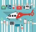 Ambulance helicopter, medicalflat design