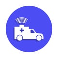 ambulance icon in badge style. One of fire guard collection icon can be used for UI, UX