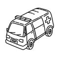 Ambulance Icon. Doodle Hand Drawn or Outline Icon Style