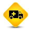 Ambulance icon elegant yellow diamond button