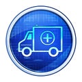 Ambulance icon futuristic blue round button vector illustration