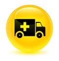 Ambulance icon glassy yellow round button
