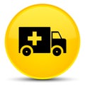 Ambulance icon special yellow round button