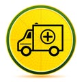 Ambulance icon lemon lime yellow round button illustration