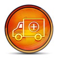 Ambulance icon shiny bright orange round button illustration Royalty Free Stock Photo