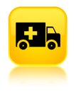 Ambulance icon special yellow square button