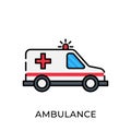 Ambulance icon vector illustration. Ambulance vector icon template. Ambulance icon design isolated on white background. Ambulance