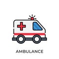 Ambulance icon vector illustration. Ambulance vector icon template. Ambulance icon design isolated on white background. Ambulance