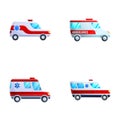 Ambulance icons set cartoon vector. Emergency vehicle