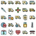 Ambulance icons vector flat