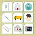 Ambulance icons vector medicine health emergency hospital urgent pharmacy pill support paramedic treatment