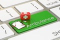 Ambulance key on keyboard, 3D