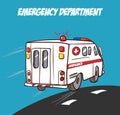 Ambulance in motion driving down the road Royalty Free Stock Photo